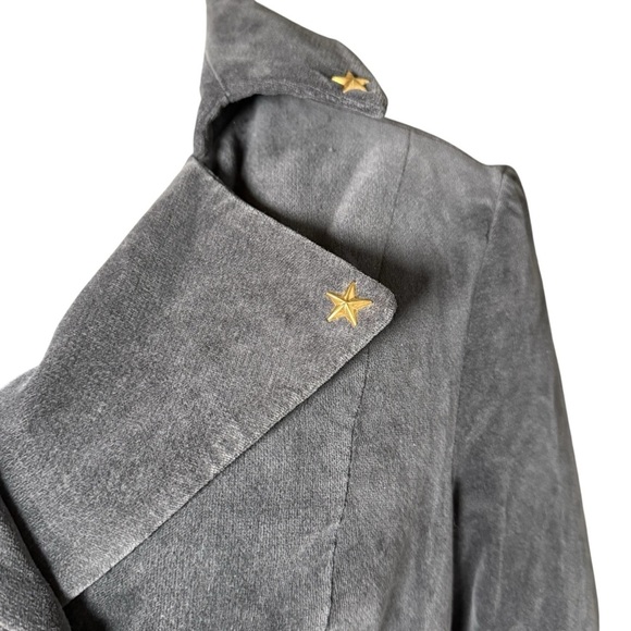 Vaute With Love Brooklyn Grey Moleskin Moto Coat Stars Vegan Handmade Women’s S - Picture 4 of 9